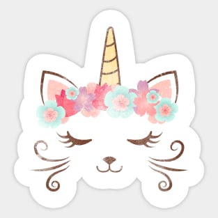 vintage Kawaii unicat, kitty kat, unicorn, flower crown, cute cat, cat party, unicat gift, cute unicorn, unicorn party, unicorncat, women's Sticker